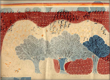 Knossos west court ceremonies, 'Miniature Frescoes' fr Evans 'Palace' Vol 3 Plate XVIII.jpg