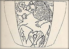Lion attacking Bull, early Sumerian cup.jpg