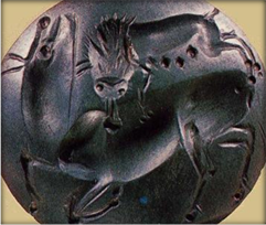 Lioness attacking Bull, Late seal.JPG