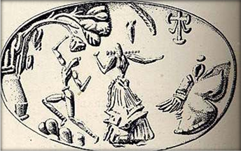 Labrys & Sacral Knot in sky, fr Mycenae, Evans PM 1, 432.jpg