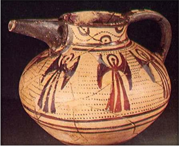 Mycenaean jug 1450-1400, Labrys-Sacral Knot, Iakovidis 129.jpg