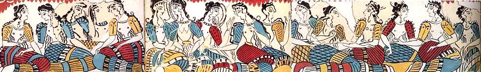 Minoan women fr Miniature Shrine fresco, Knossos